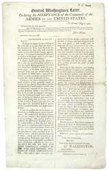 General Washingtons Brief, in dem er seine Annahme des Kommandos erklärt, 18. Juli 1798